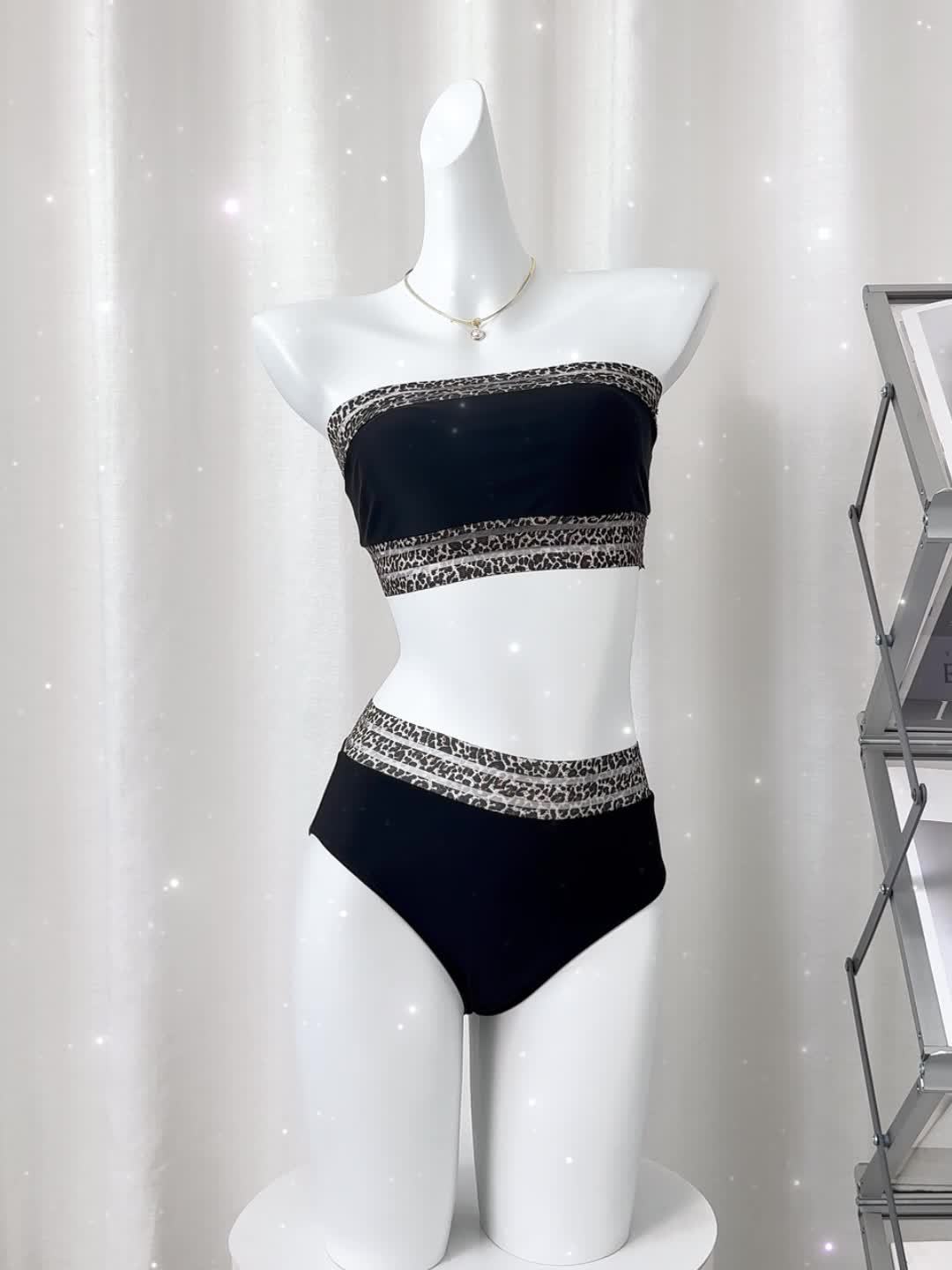 WW | Bandeau-Bikini mit Leopardenmuster für Damen