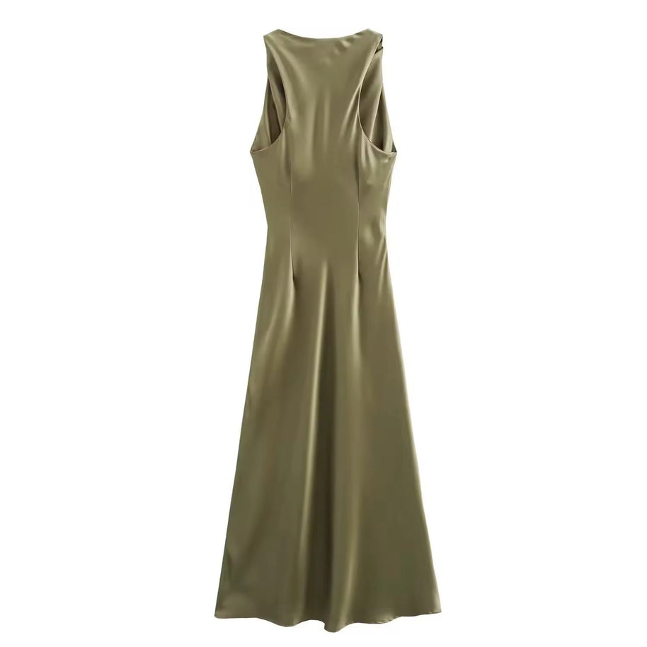 WW | Satin Maxikleid Elegante Drapierung