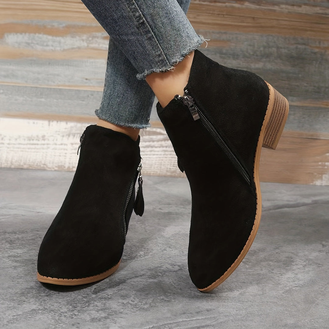 W&W Mode - elegante spitze Stiefeletten mit Absatz und Reißverschluss