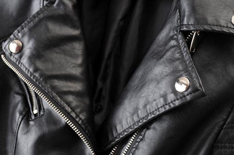 W&W Mode - Revers Reißverschluss Slim Fit Lederjacke