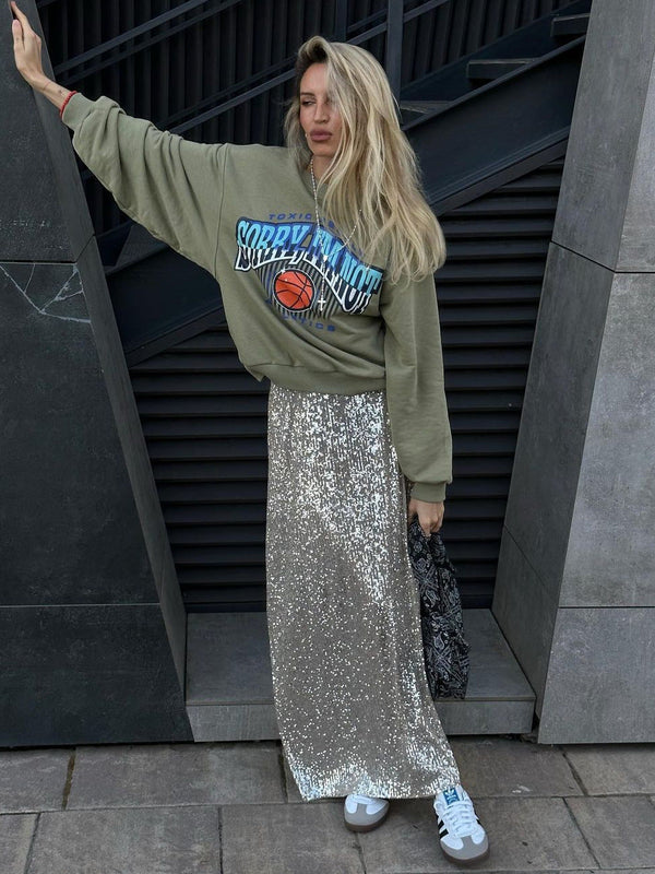 WW | Damenmode Lässig Einfach Sequined Rock