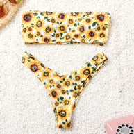 Damen Bikini-Set mit bandeau Oberteil und hoher Beinausschnitt WW