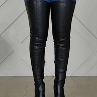 WW | Overknee Stiefel Blockabsatz Runde Spitze Reißverschluss Lug Sohle