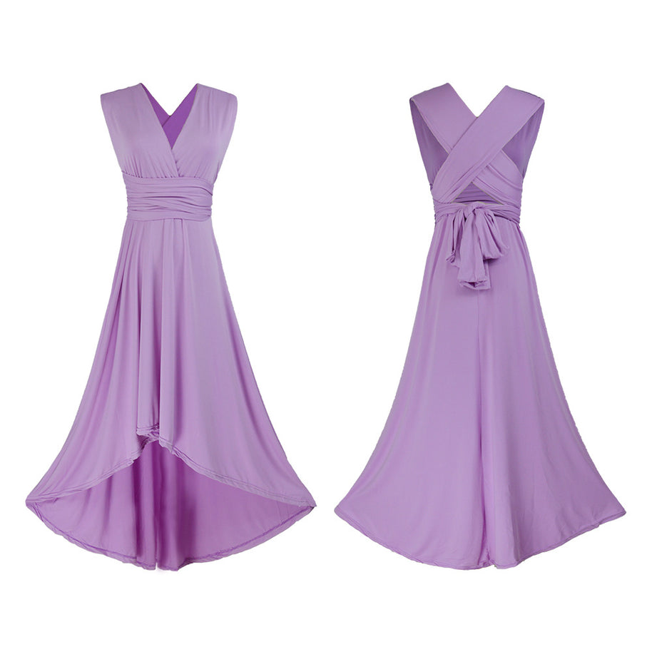 Damen Elegantes Maxikleid mit Wickeloptik und asymmetrischem Saum WW