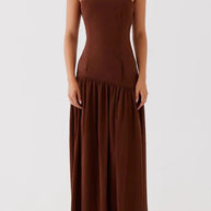 WW | Eden Patchwork Semi-Transparent Chiffon Strapless Maxi-Kleid