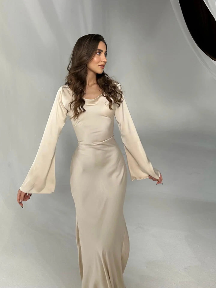 W&W Mode | Fließendes Maxi Kleid Mit Langen Ärmeln Für Damen