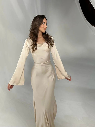 WW | Fließendes Maxi Kleid Mit Langen Ärmeln Für Damen