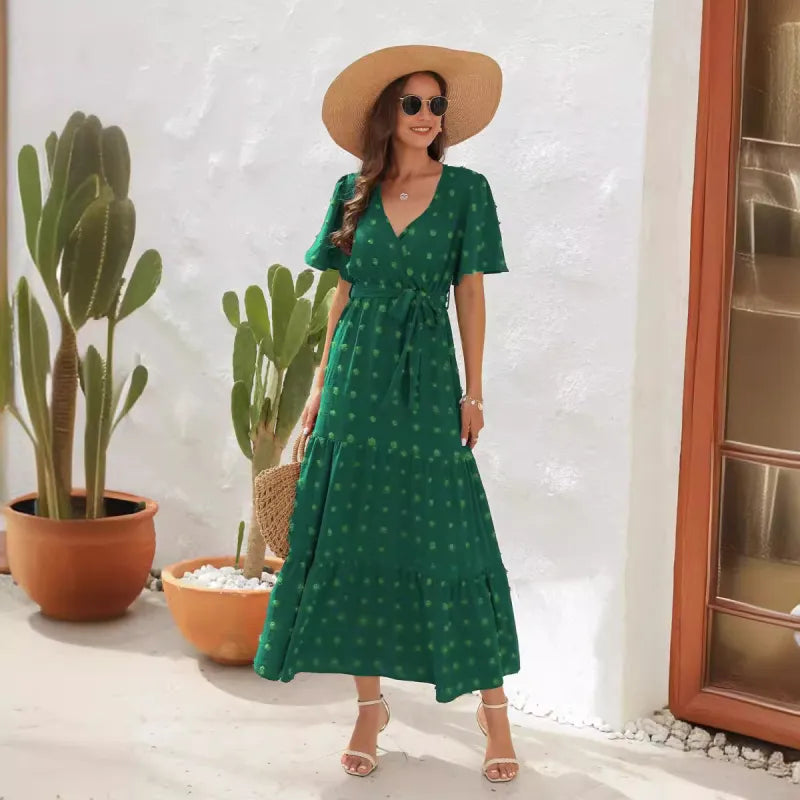 WW | Swiss Dot Rüsch Midi Kleid