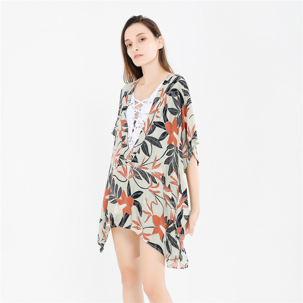 Damen Chiffon Kimono-Überwurf mit floralen Mustern und eleganten Details WW