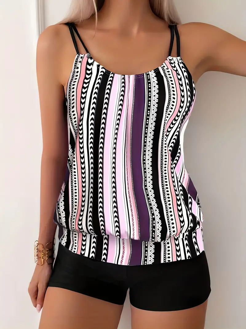 WW | Gestreifter Tankini mit Druck