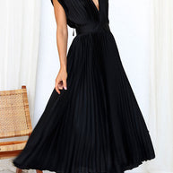 WW | Hallo Schöne Satin Plissee Midi Kleid