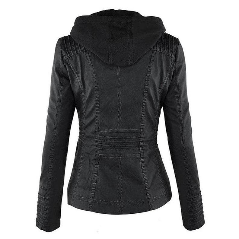 WW | Damen Slim Fit PU-Leder Zip-Up Hoodie