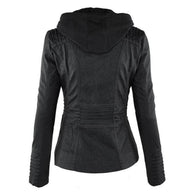 WW | Damen Slim Fit PU-Leder Zip-Up Hoodie