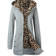 Damen Sportliche Longjacke mit leopardenmuster innen WW