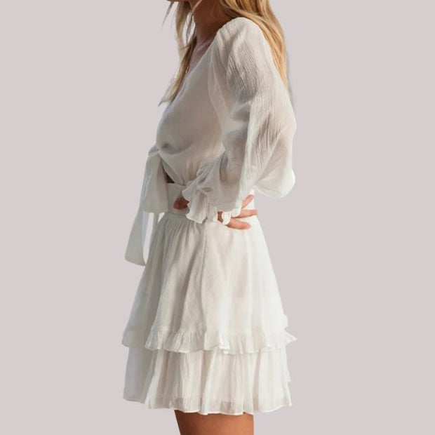 WW | Wickelkleid mit Rüschen und Taillenban