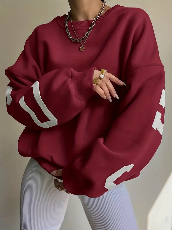 W&W Mode - Damen auffälliger übergroßer Grafik-Sweatshirt für street-smart Stil