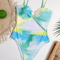 WW | Cutout Tie-Dye Spaghetti-Trägertankini