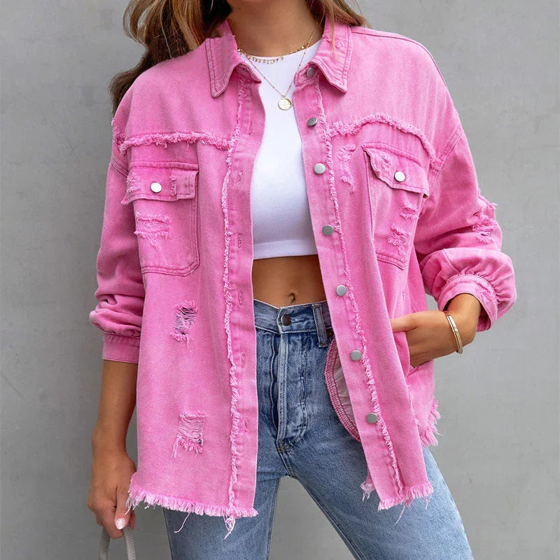 Damenjacke aus Denim mit rohen Kanten