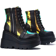 WW | Colorblock Schnürstiefel mit hohem Absatz