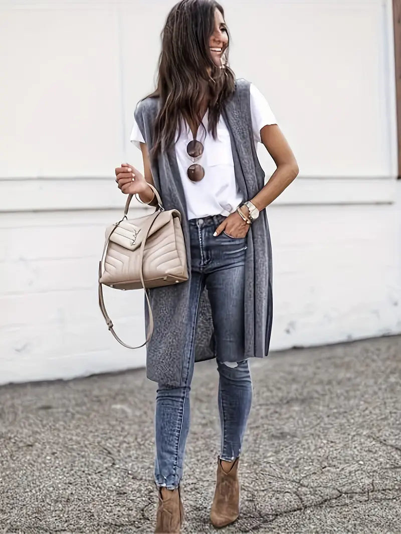 WW | Lässige Lange Strickweste Strickjacke