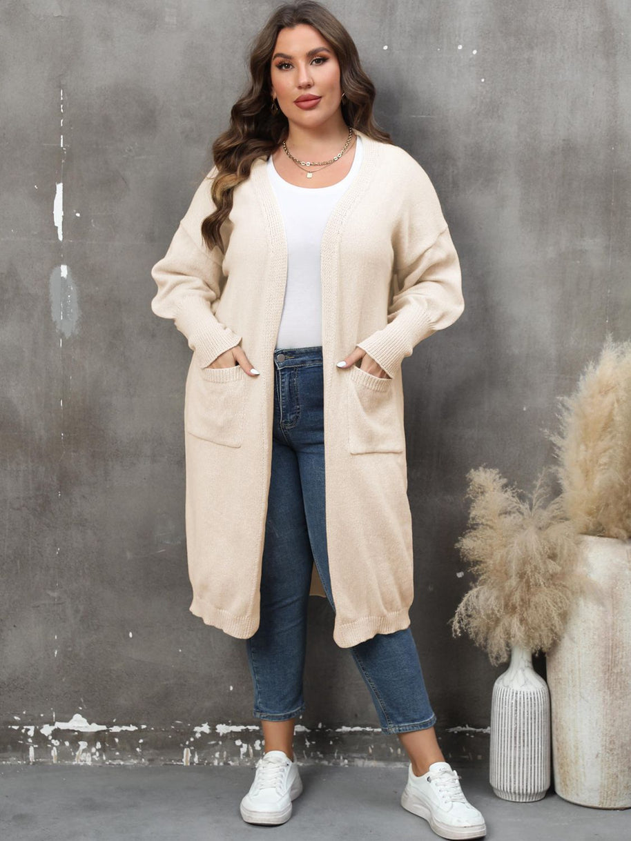 WW | Plus Size Langarm Taschen Cardigan