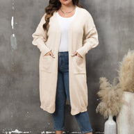 WW | Plus Size Langarm Taschen Cardigan