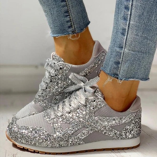 WW | Trendy Damen Glitter Sneakers