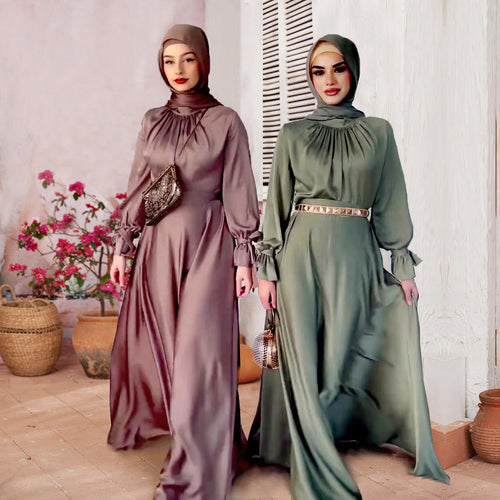W&W Mode Elegant Satin Gebundenes Kleid