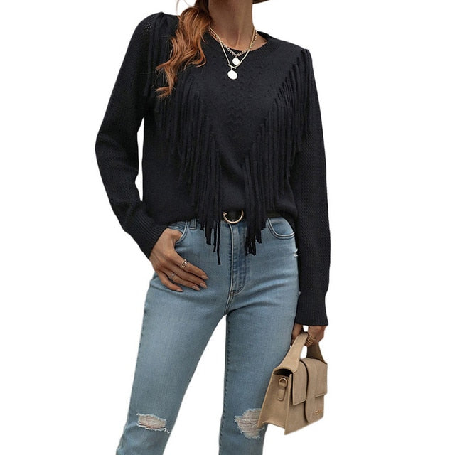 WW Sweater | Trendiger sommerpullover damen mit einzigartigem Quastendesign