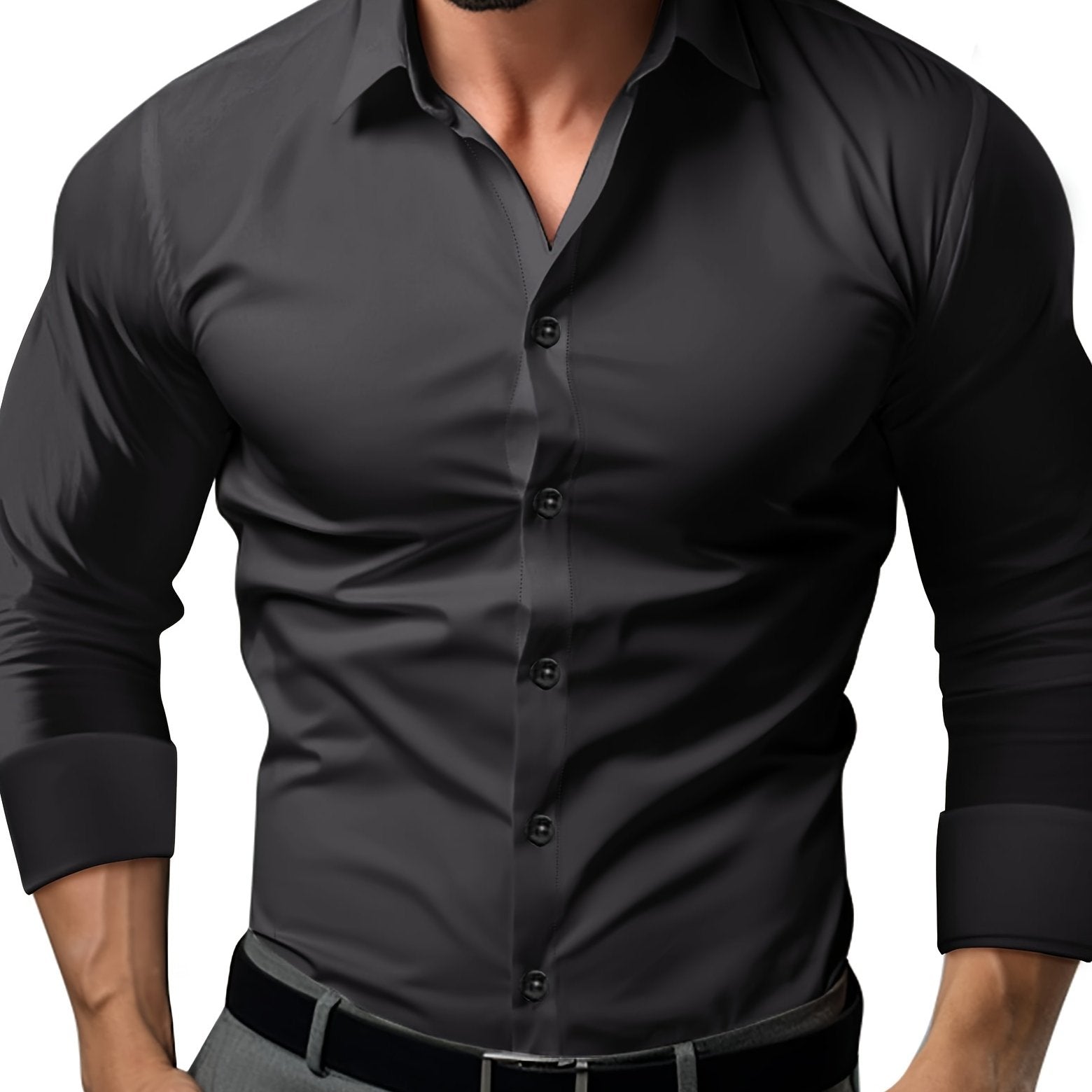 WW | Slim Fit Einfarbiges Baumwollhemd