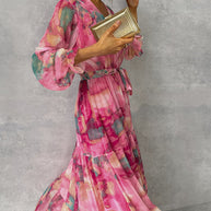 WW | Elegantes Kleid mit Print und Plissiertem Rock