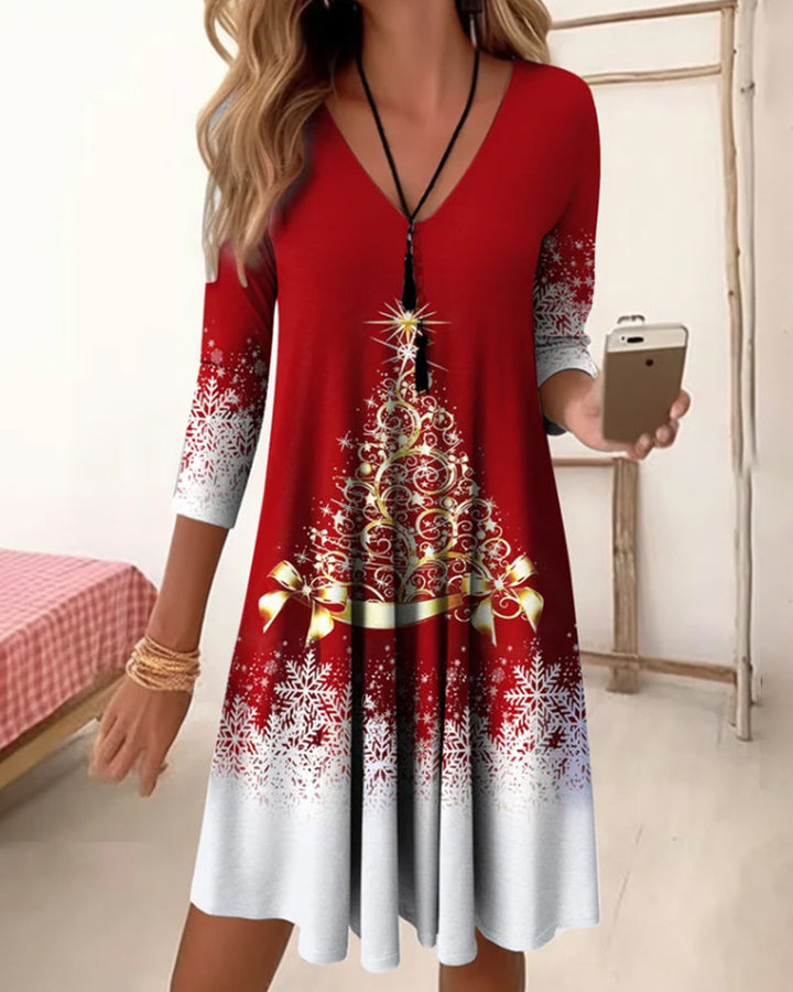 W&W Mode | Stylischer Charme V-Ausschnitt Winterkleid