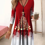 WW | Stylischer Charme V-Ausschnitt Winterkleid