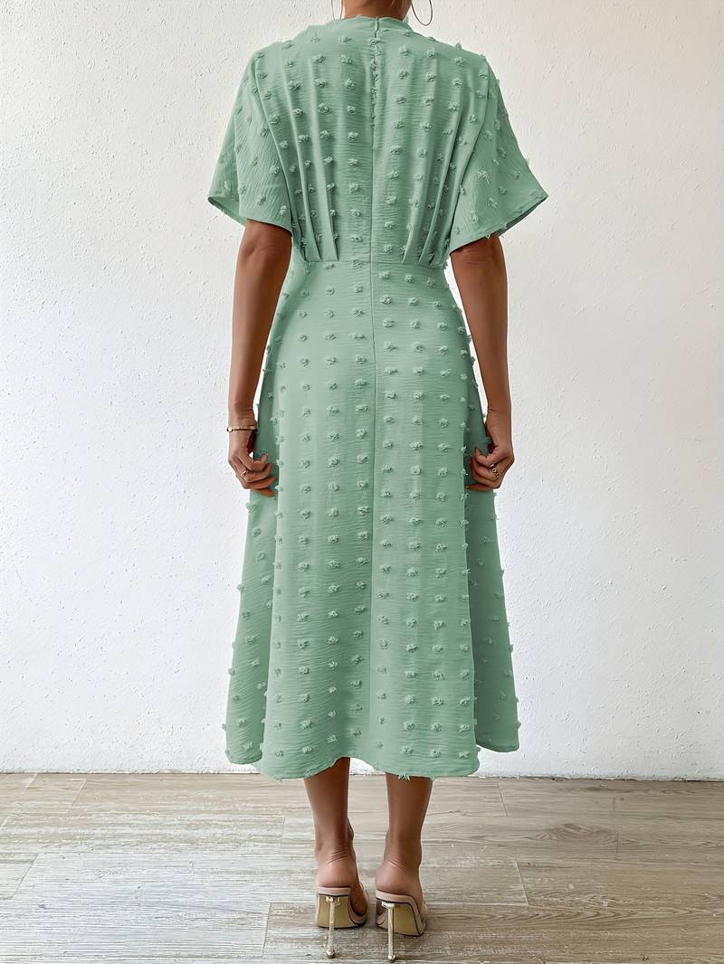 WW | Swiss Dot Rüsch Midi Kleid