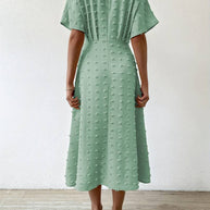 WW | Swiss Dot Rüsch Midi Kleid