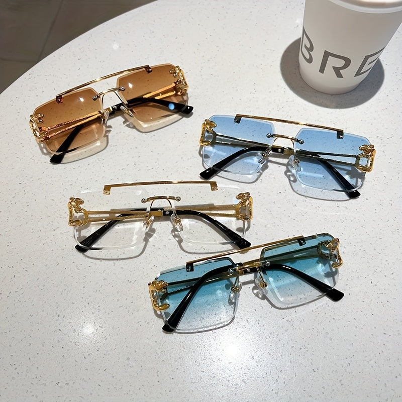 W&W Mode | Trendige Quadratische Randlose Sonnenbrille Für Herren