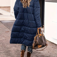 WW | Lange Elegante Gesteppte Damen Winterjacke Mit Futter Aus Fleece
