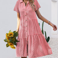 WW | Lässiges kariertes Hemdkleid