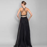 Damen Elegantes Maxi-Kleid mit asymmetrischem Design und tiefem V-Ausschnitt WW