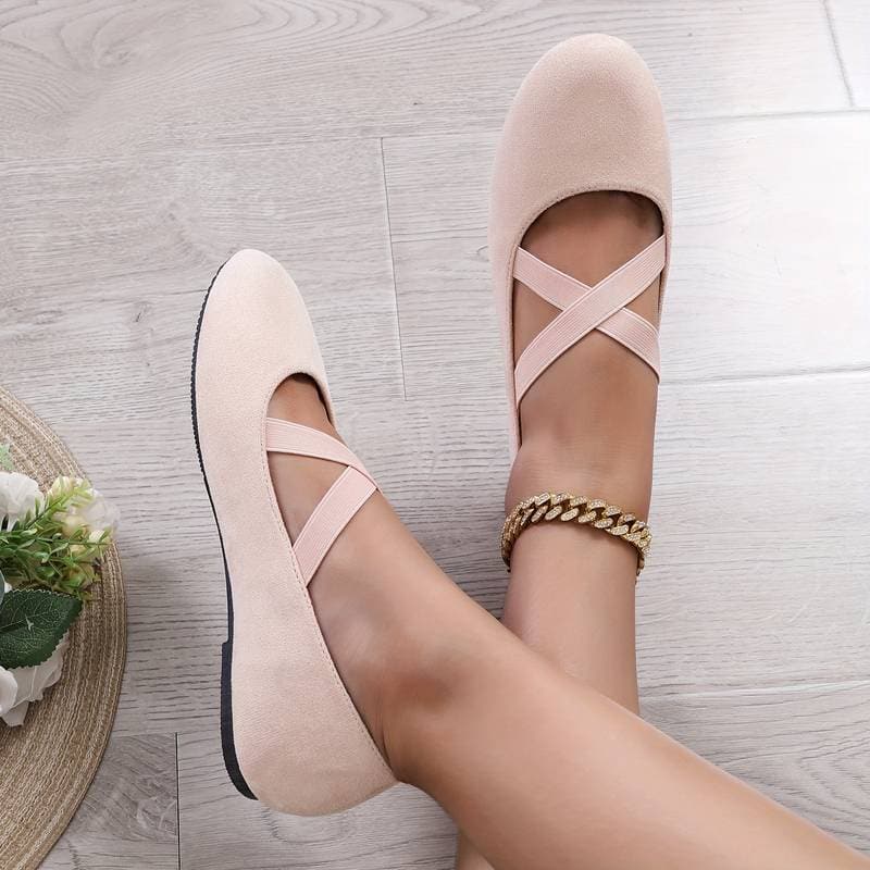 WW | Ballerina Schuhe Weicher Komfort Rundzehen Elastische Riemen Slip-On