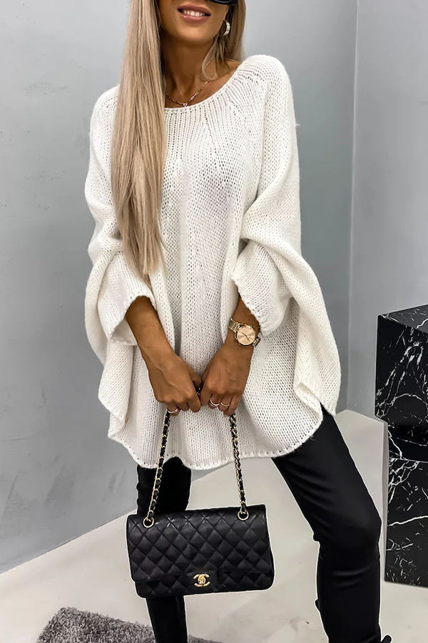 W&W Mode | Pullover Damen - weicher Oversized-Pullover mit Fledermausärmeln
