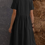 W&W | Lose Tasche einfarbig Rundhalsausschnitt Kleid