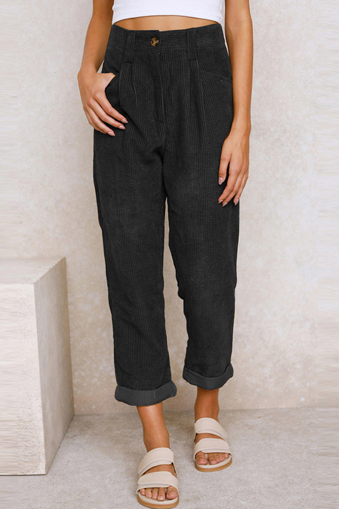 WW | Damen Corduroy Lockere Gerade Hose