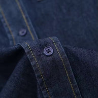 WW | Dunkle Denim Bluse Mit Schleifenkragen
