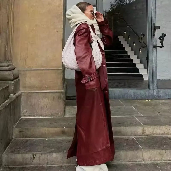 W&W Mode | Eleganter Leder Trenchcoat Herbst Chic