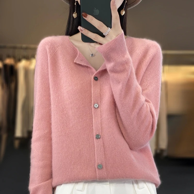 WW | Wolljacke Damen Strickjacke mit Knopfleiste, Weiches Material
