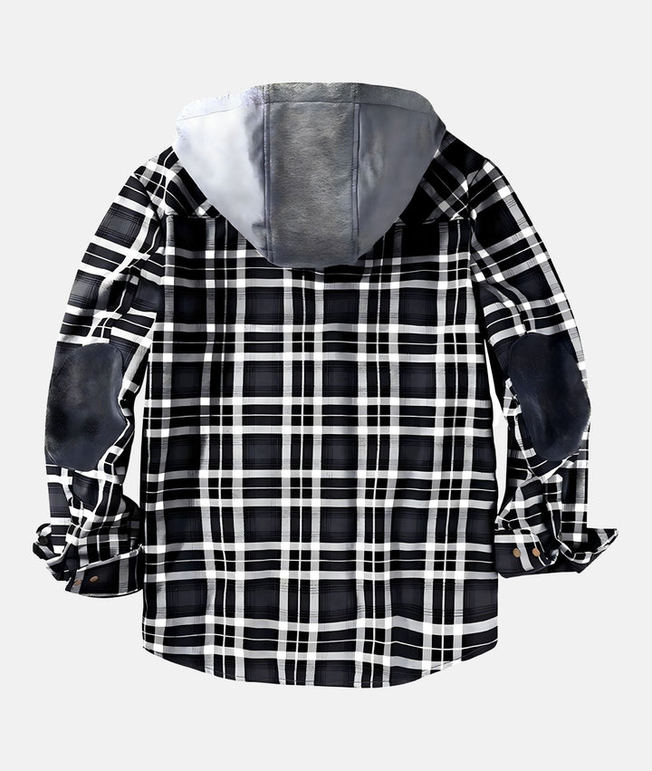 W&W Mode | Kariertes Flanelljacke mit Kapuze und Futter aus Kunstfell