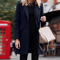 WW | Damen Slim Fit Mantel Jacke, Ein Knopf Wolle Mix Lange Jacke