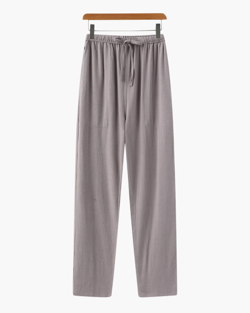 W&W Mode | Leichte Slim Fit Herren Sommer Leinenhose Mit Kordelzug