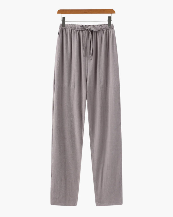W&W Mode | Leichte Slim Fit Herren Sommer Leinenhose Mit Kordelzug